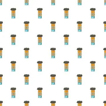 Burning buildings with smoke seamless pattern Stock Illustration