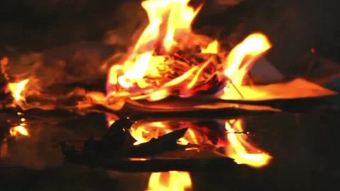 Burning burnt paper Stock Footage 235136565