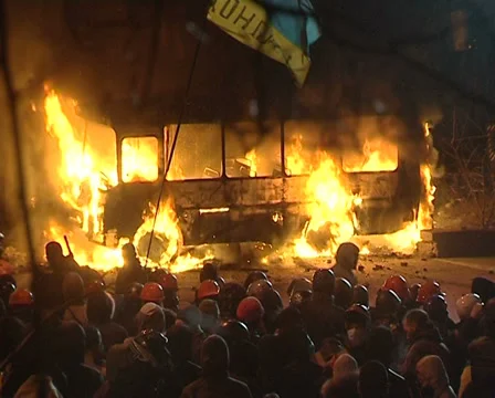 Burning bus Stock Footage 34442103