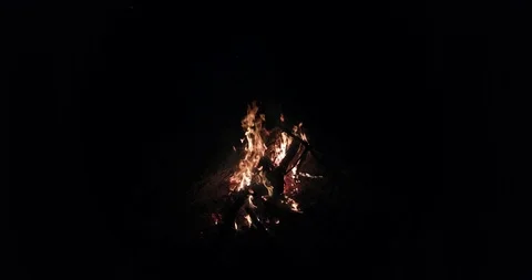Burning campfire at dark night - 7 Stock Footage 95237182