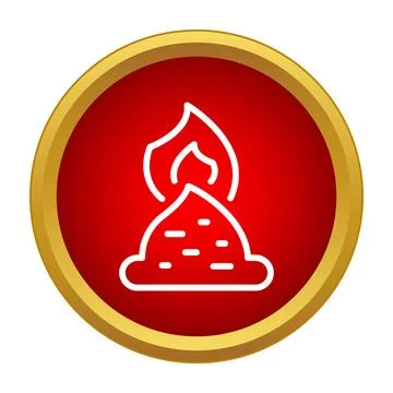 Burning campfire icon showing active flames Stock Illustration