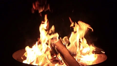 Burning campfire isolated on Black background with sound Stock Footage 180486067
