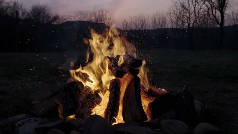 A burning campfire in nature Stock Footage 152845652