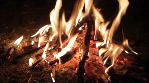 Burning Campfire at Night HD Stock Footage 35784006