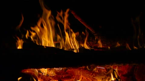 Burning campfire red-hot coals slow motion. HD 1080p video clip Video stock 97796947