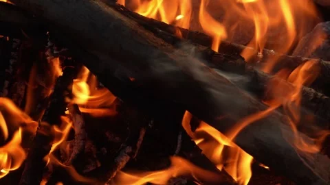 Burning Campfire on Rocky Terrain. Stock Footage 265856884