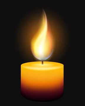 Burning Candle on Black Background Stock Illustration