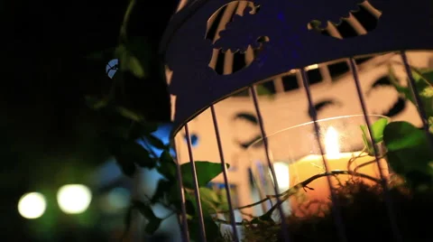 Burning Candle In Cage Stock Footage 40743342