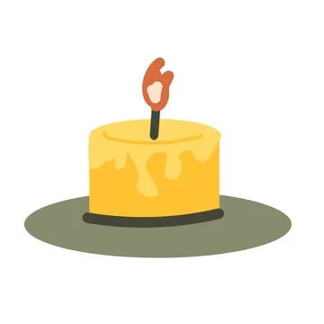 Burning candle in candle holder, candlestick vector illustration Stock Illustration