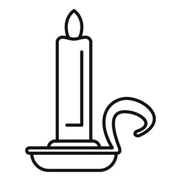 Burning candle on a candlestick with handle creating a cozy atmosphere Illustration