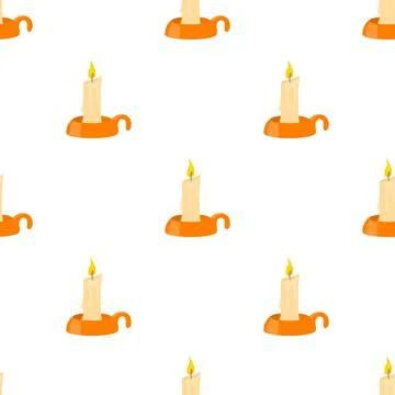 Burning candle in candlestick pattern seamless vector Illustrazione stock