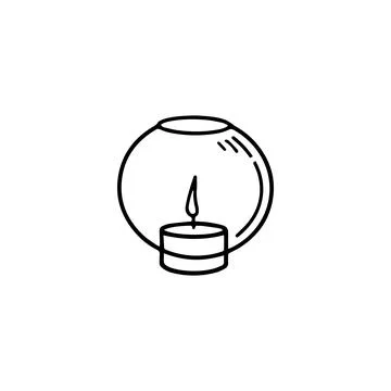 Burning candle in candlestick.Hand-drawn vector illustration in doodle style Stock Illustration