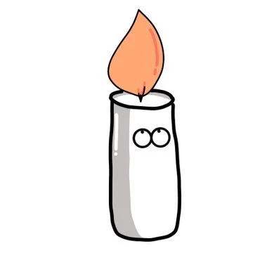 Burning candle cartoon looking up Stock Illustration