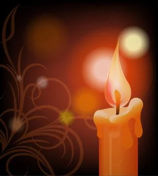 Burning candle on dark background Stockillustratie