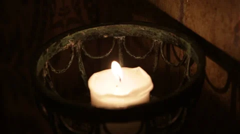 Burning candle in the dark Stock Footage 44219091