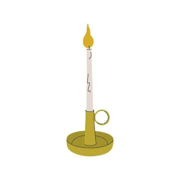 Burning candle in elegant modern candlestick Stock Illustration