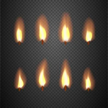 Burning candle flame animation vector frames Stock Illustration