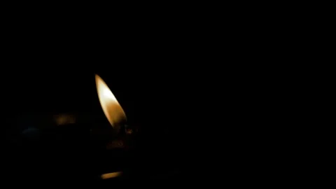 Burning Candle Flame on Black Background Stock-Footage 315735930