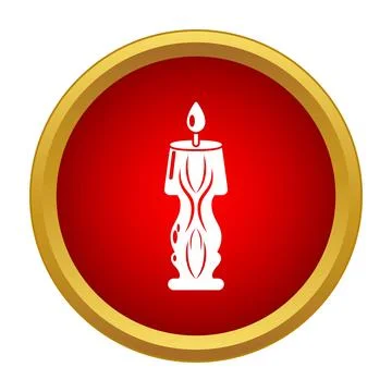 Burning candle flame icon in red circle Stock Illustration