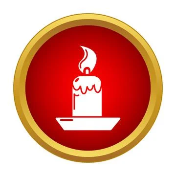 Burning candle flame providing light on a red circle Stock Illustration