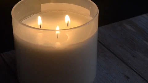 Burning Candle Flames Close-Up Video Stock Footage 303167781