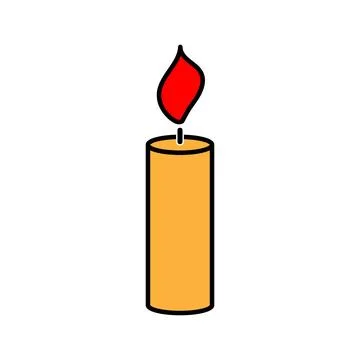 Burning candle flat icon. Candlelight vector illustration isolated on white.. Stock Illustration