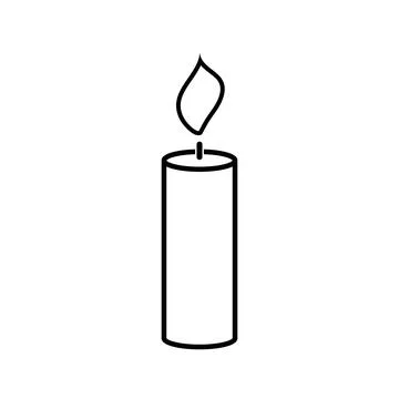 Burning candle flat icon. Candlelight vector illustration isolated on white. Stock Illustration