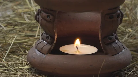 Burning Candle Stock Footage 97510877