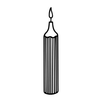 Burning candle. Hand-drawn vector illustration in doodle style Stock Illustration