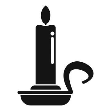Burning candle with handle on candlestick holder Illustration