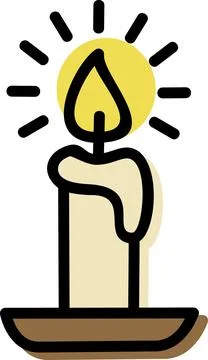 Burning candle in holder antique light Stock Illustration