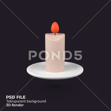 Burning candle isolated 3d render icon illustration Modello PSD