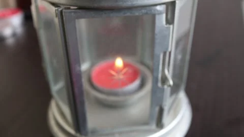 Burning candle in the lantern Stock Footage 308695083