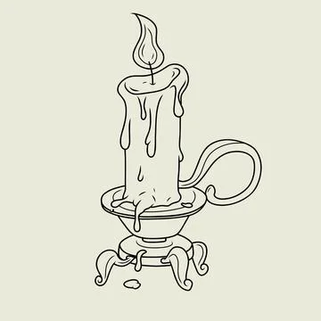 Burning candle linework Stock Illustration