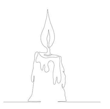 Burning candle made in one line style. Stock Illustration