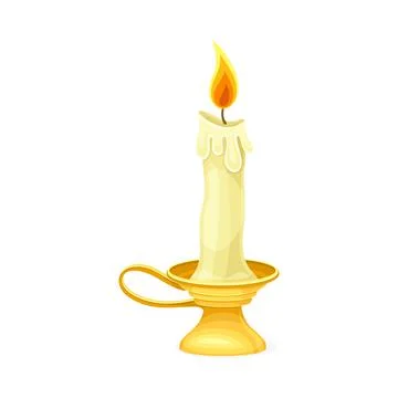 Burning Candle as Magical Object and Witchcraft Item Vector Illustration Stock Illustration
