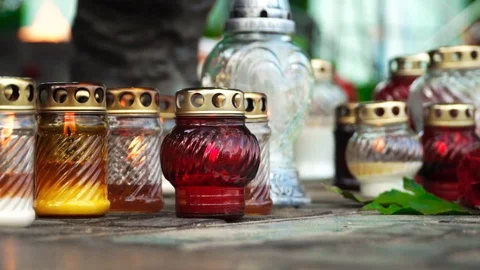 Burning candle at the monument Stock Footage 102772080