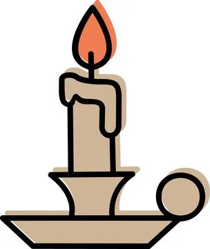 Burning candle in a nice candlestick Illustration