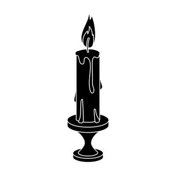 Burning candle from paraffin wax. Easter single icon in black style vector Ilustración de archivo