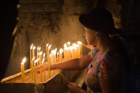 Burning a candle Stock Photos