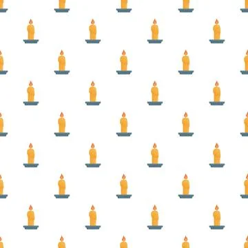 Burning candle repeating pattern on white background 스톡 일러스트