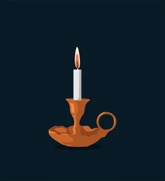 Burning candle with vintage holder vector Stock Illustration