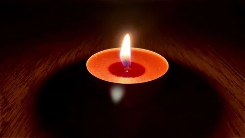 Burning Candle Wick Flame Memorial Religious Romance Concept Dark Background Stock Footage 258620183