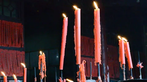 Burning candle in the wind Stock Footage 35274479