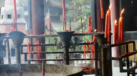 Burning candle in the wind Stock Footage 35274808