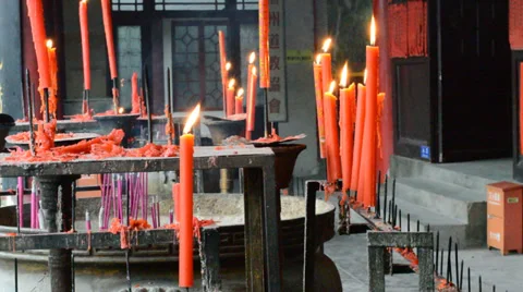 Burning candle in the wind Stock Footage 35274903