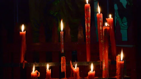 Burning candle in the wind Stock Footage 35315574