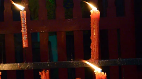 Burning candle in the wind Stock Footage 35315819