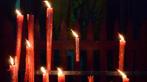 Burning candle in the wind Stock Footage 35315987