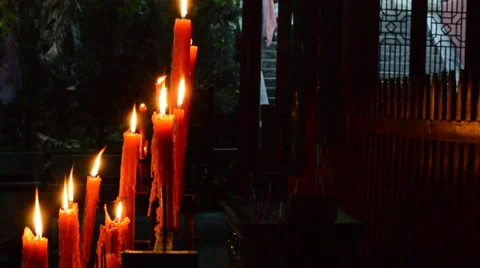 Burning candle in the wind Stock Footage 35316037